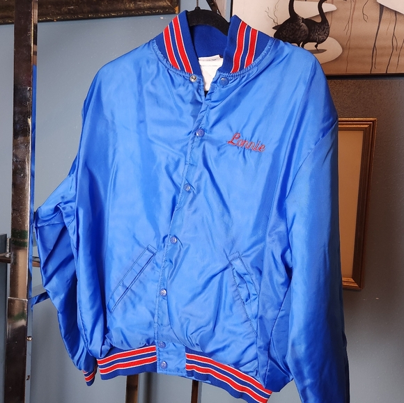 💙 Vintage AMPI Dawson Bomber Jacket Lonnie L 🐂 - Picture 3 of 8